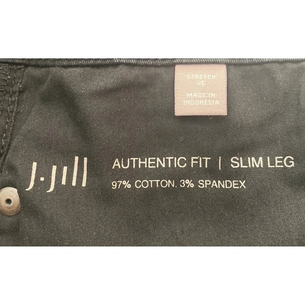 J. Jill Authentic Fit Slim Leg Jeans Chino Womens 4 Black Stretch Cotton Pants